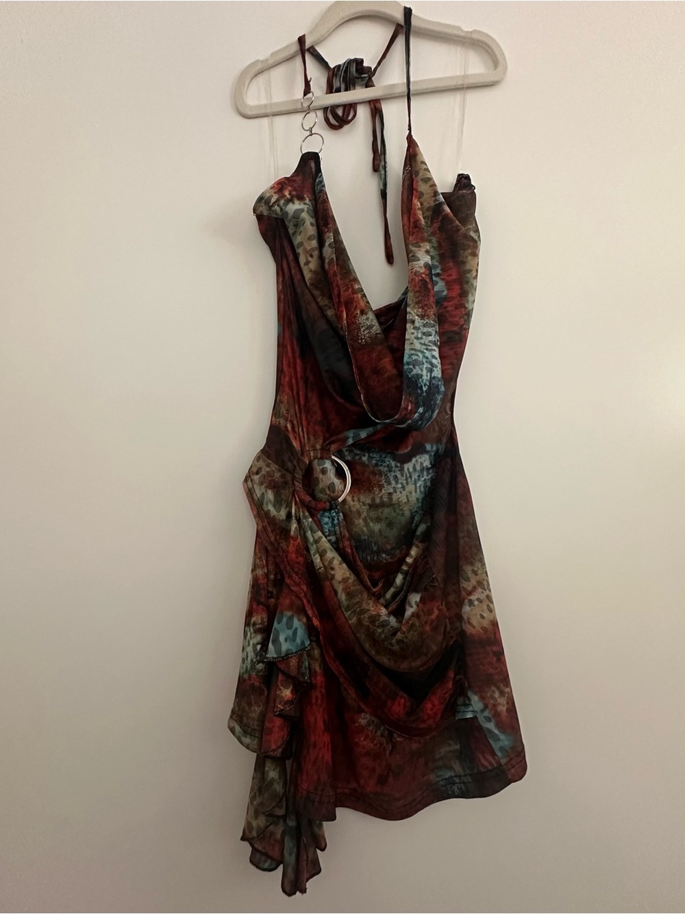 Tie-Dye Cut-Out Dress — Teal & Rust - Picture 4 of 5